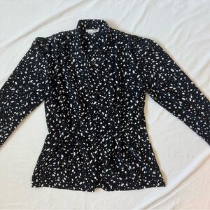 Vintage Kelly Scott Black and White Polka Dot Blouse Retro